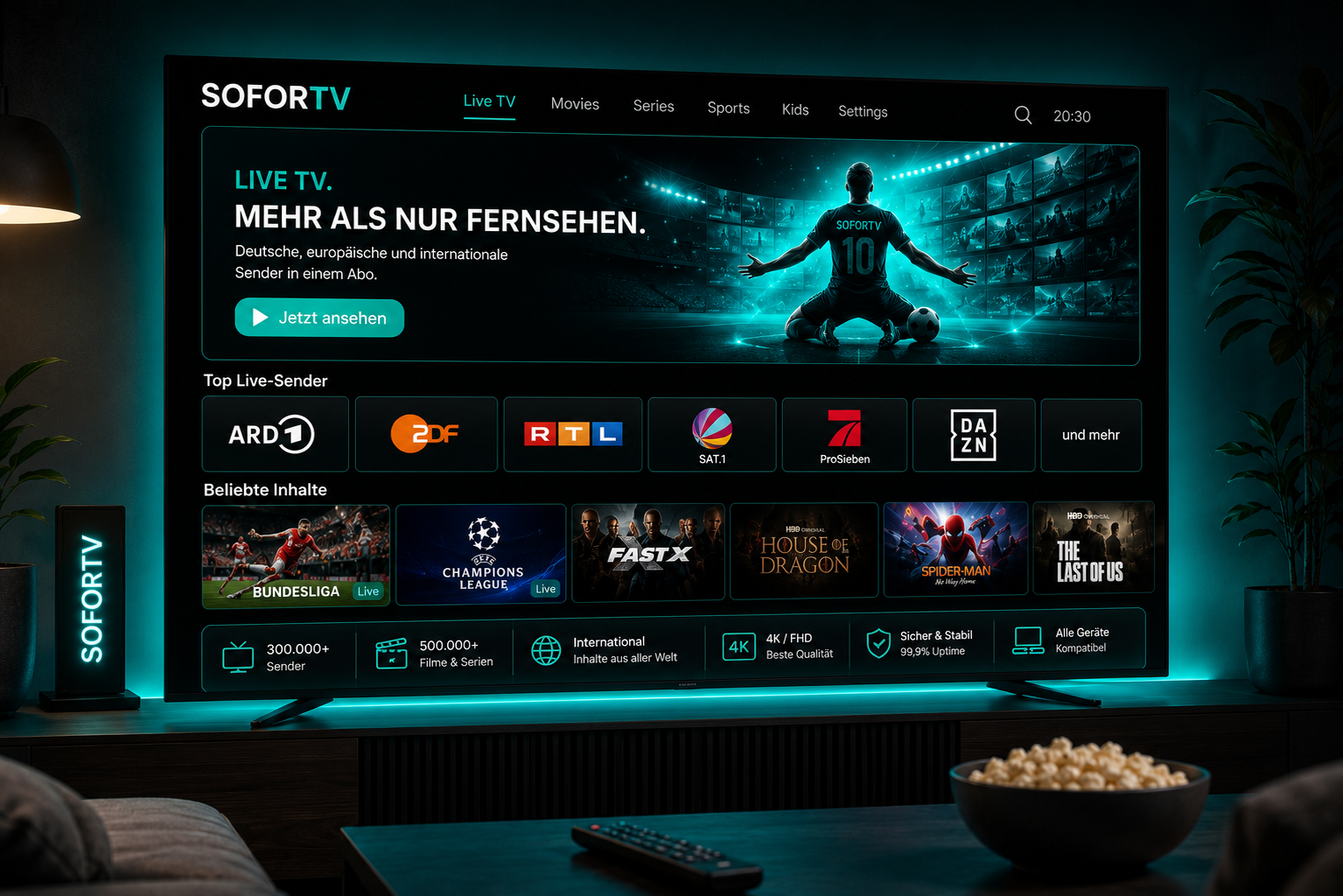 SOFORTV App Interface